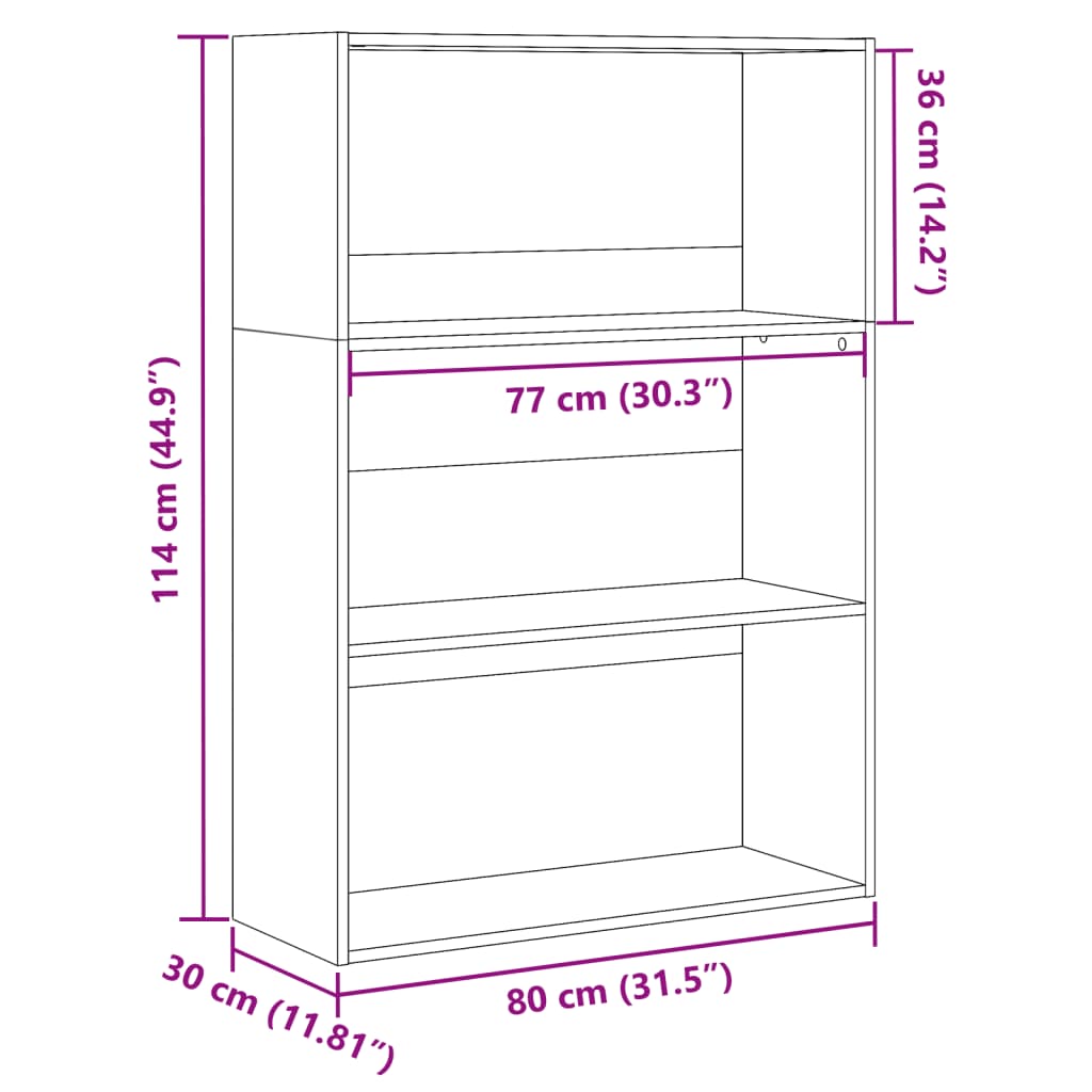 Regal za knjige boja betona 80x30x114 cm konstruirano drvo