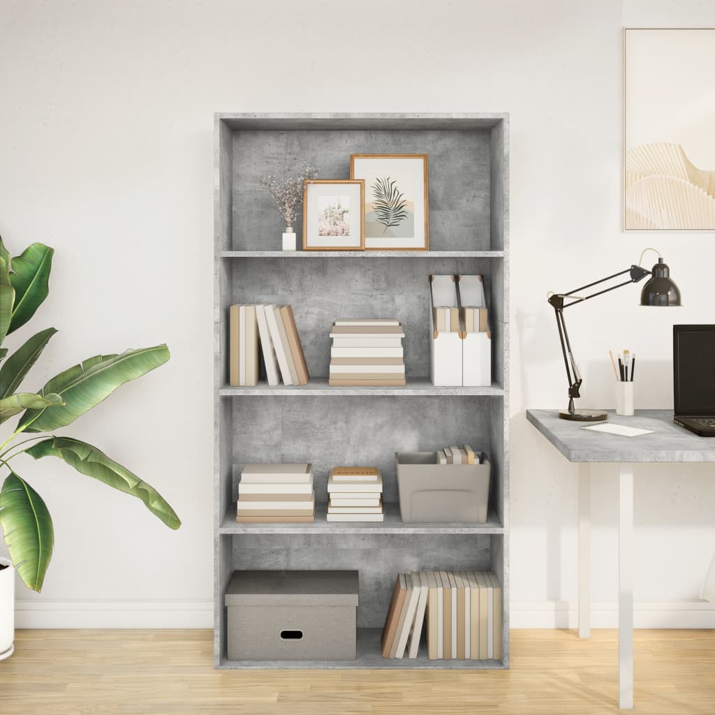 Regal za knjige siva boja betona 80x30x152 cm konstruirano drvo
