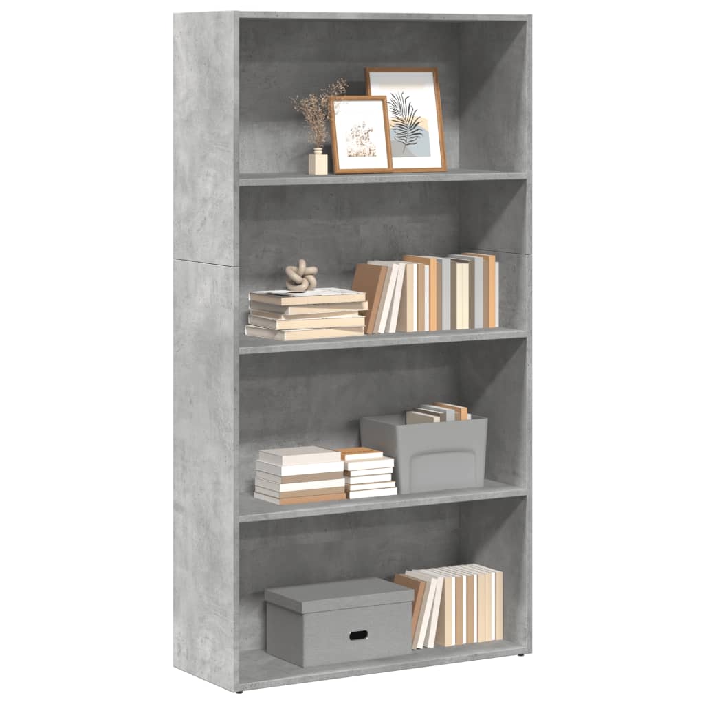 Regal za knjige siva boja betona 80x30x152 cm konstruirano drvo