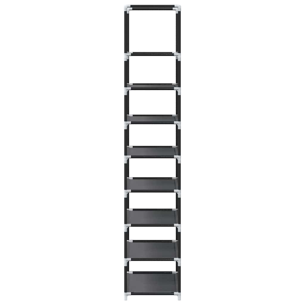 Stalak za cipele 8 nivoa crni 44x28x145 cm netkana tkanina