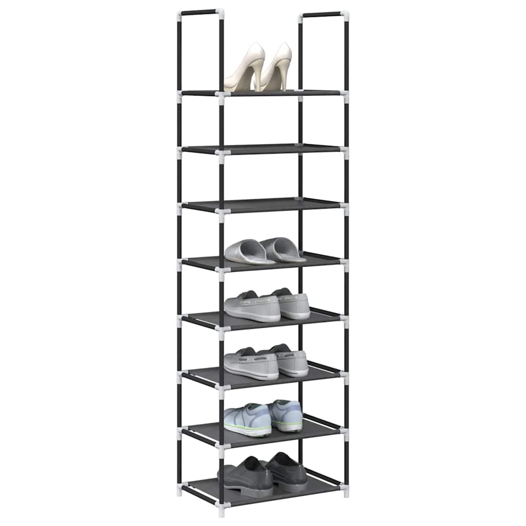 Stalak za cipele 8 nivoa crni 44x28x145 cm netkana tkanina