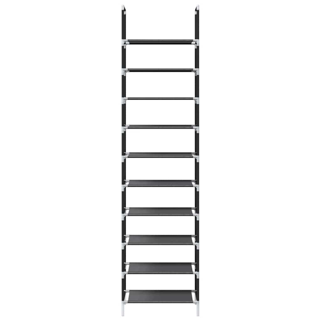 Stalak za cipele 10 razina crni 44x28x180 cm netkana tkanina