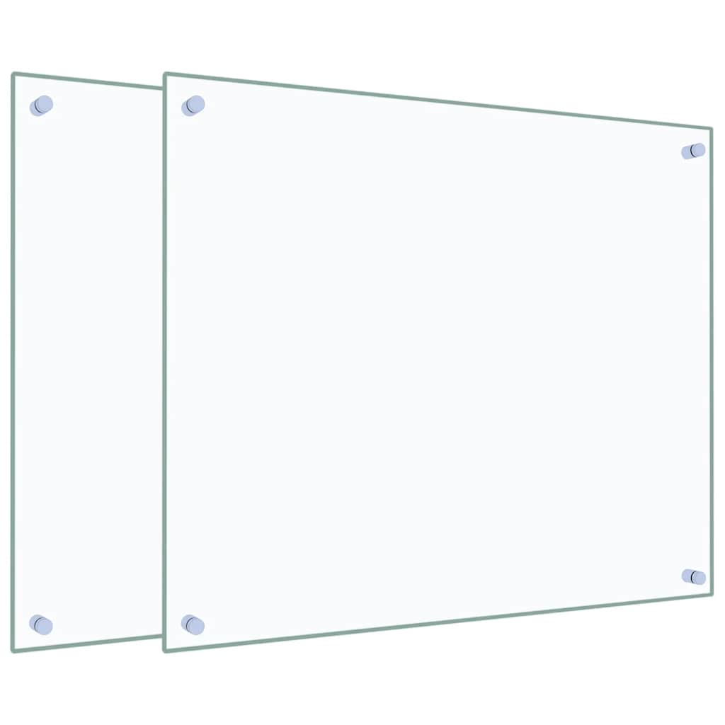 Kuhinjske zaštite od prskanja 2 kom prozirne 70x60 cm staklene