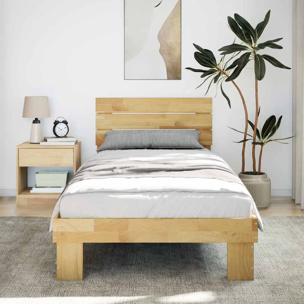 Okvir kreveta uzglavljem bez madraca 75x190 cm puno drvo hrast