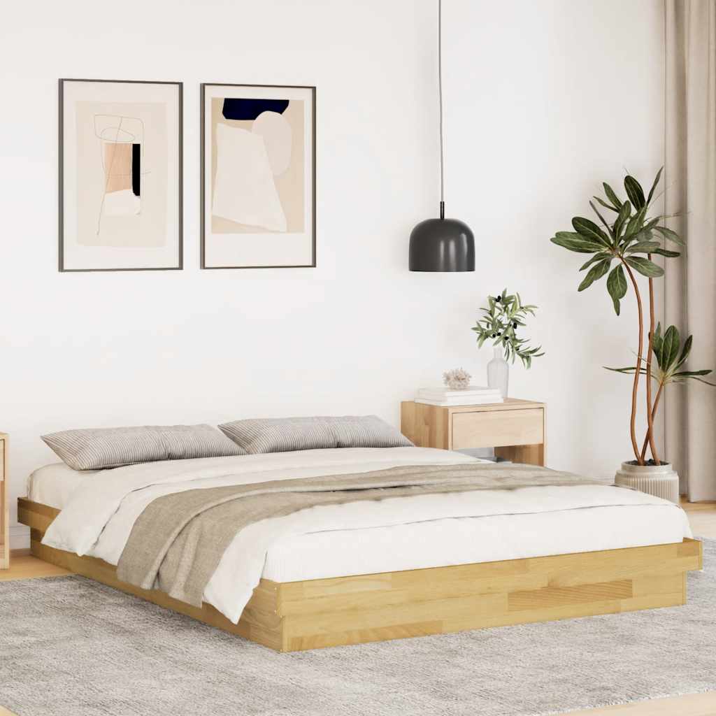 Okvir kreveta bez madraca 135x190 cm puno drvo hrast