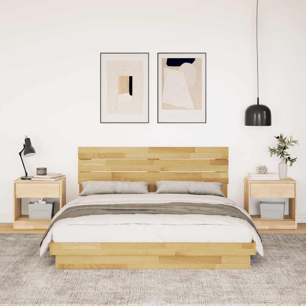 Okvir kreveta uzglavljem bez madraca 135x190 cm puno drvo hrast