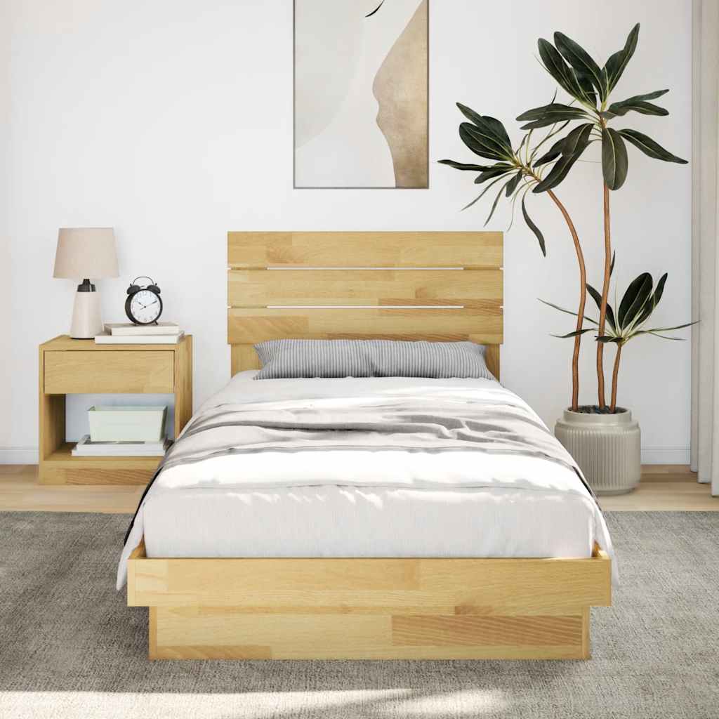 Okvir kreveta uzglavljem bez madraca 75x190 cm puno drvo hrast
