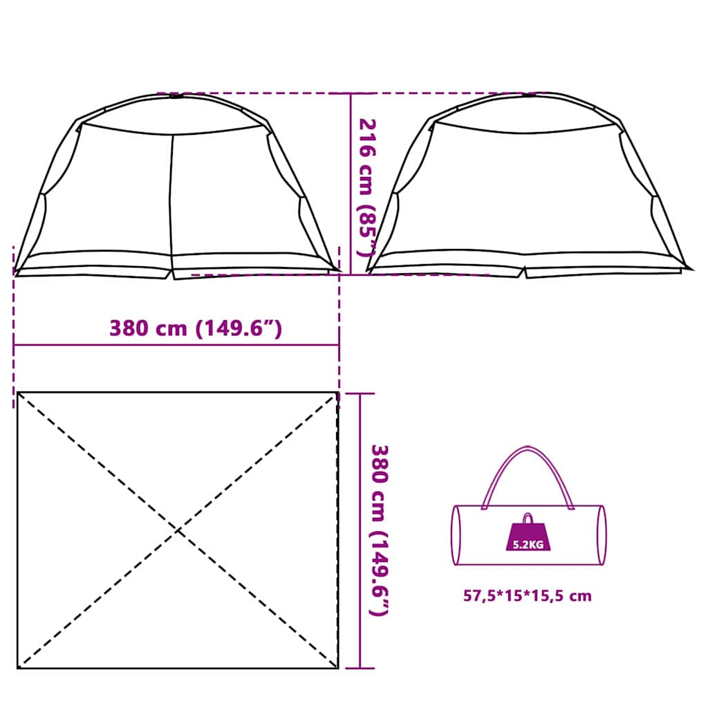 Šator s mrežom protiv komaraca s krovom Siva 380 x 380 x 225 cm