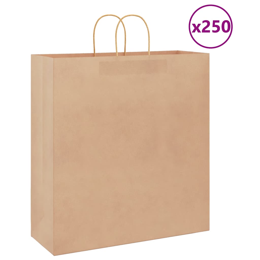 Papirnate vrećice 250 kom s ručkama smeđe 45x17x48 cm