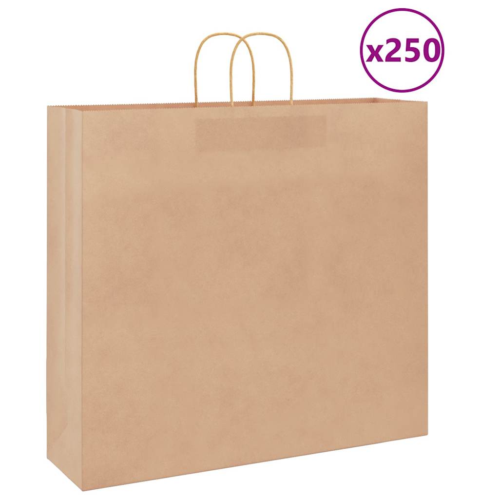 Papirnate vrećice 250 kom s ručkama smeđe 54x15x49 cm