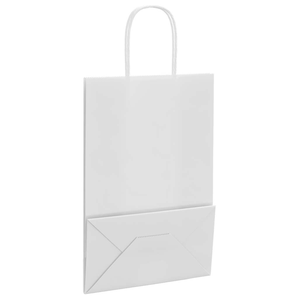 Papirnate vrećice 50 kom s ručkama bijele 21x11x31 cm
