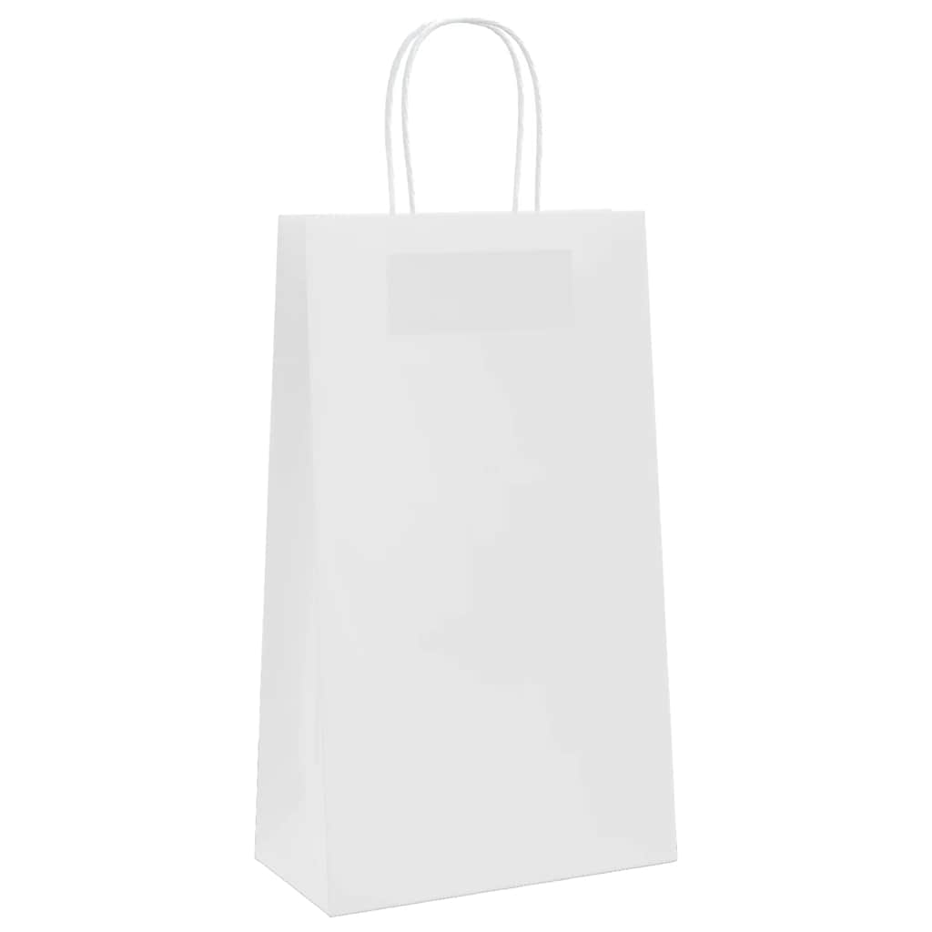 Papirnate vrećice 250 kom s ručkama bijele 21x11x36 cm