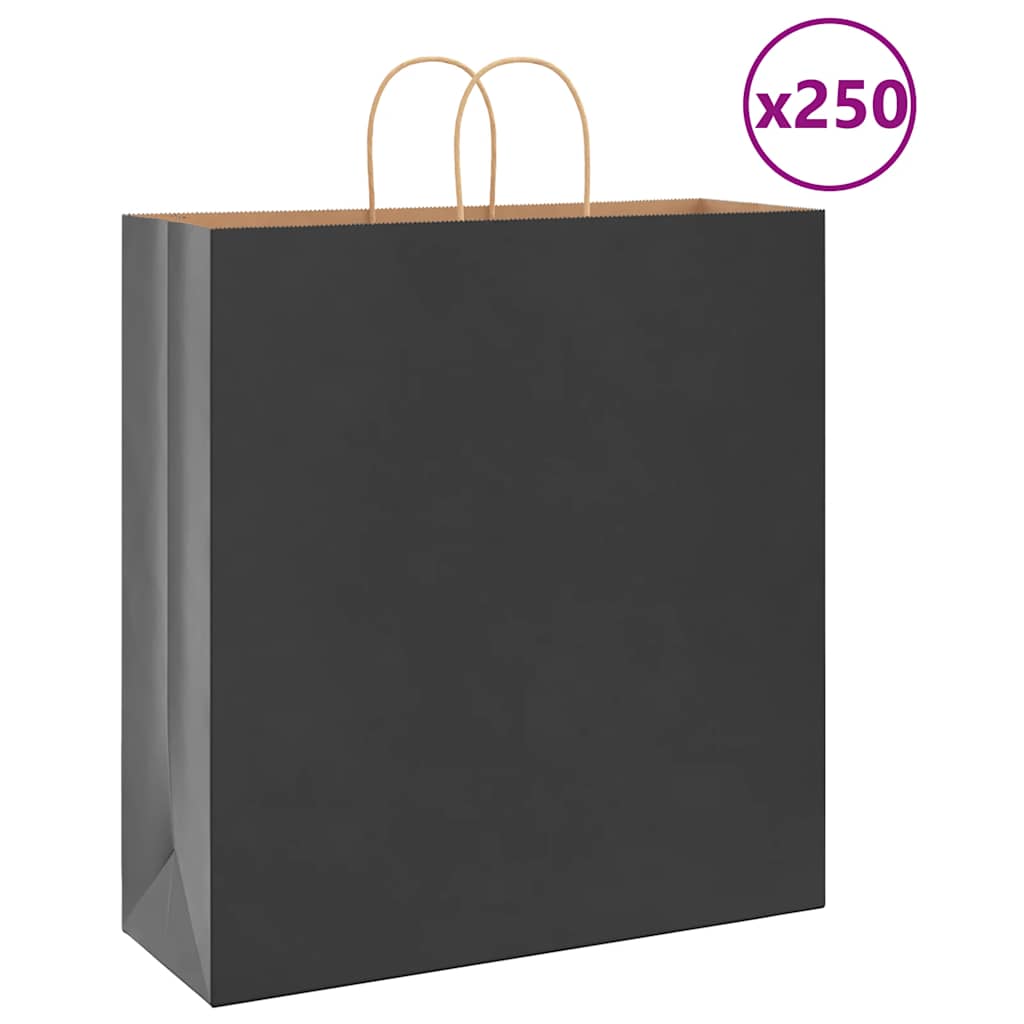 Papirnate vrećice 250 kom s ručkama crne 45x17x48 cm