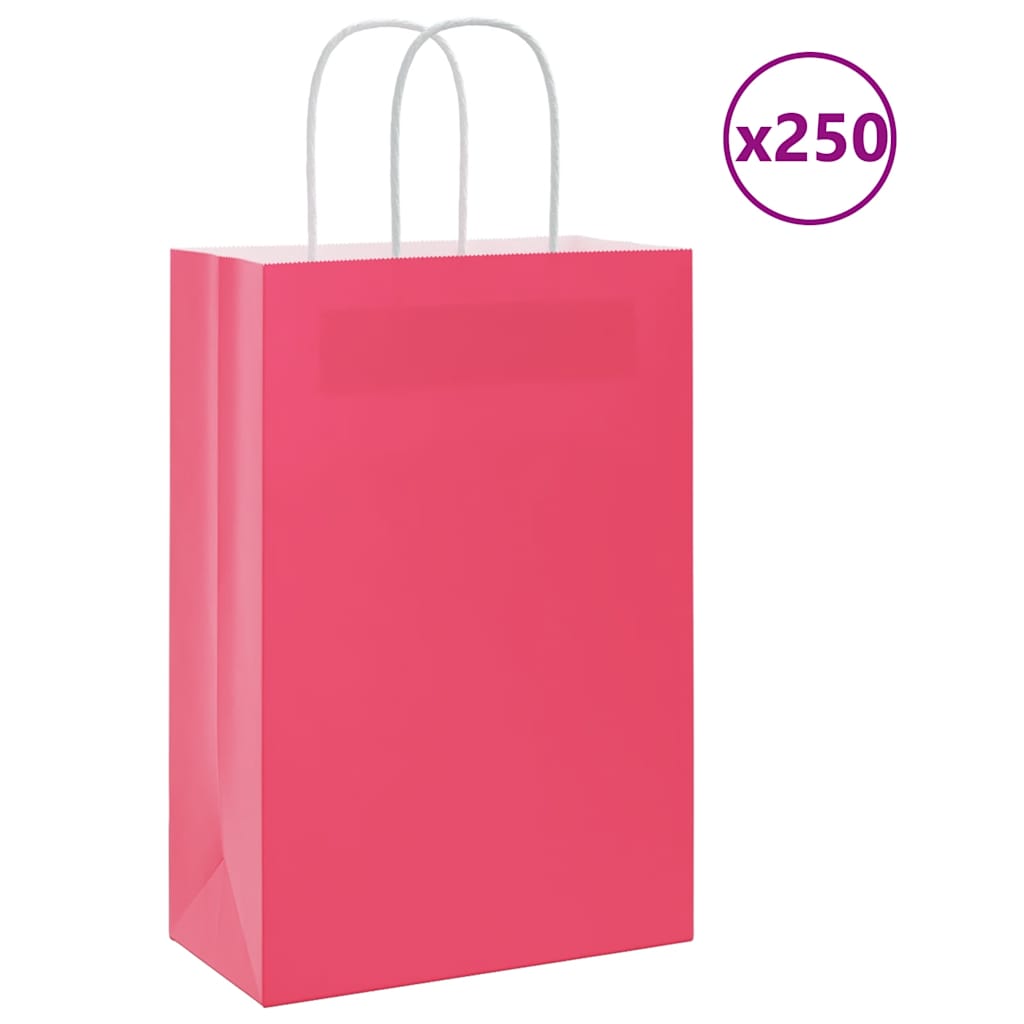 Papirnate vrećice 250 kom s ručkama ružičaste 21x11x31 cm
