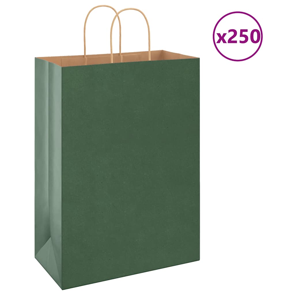 Papirnate vrećice 250 kom s ručkama zelene 32x17x44 cm