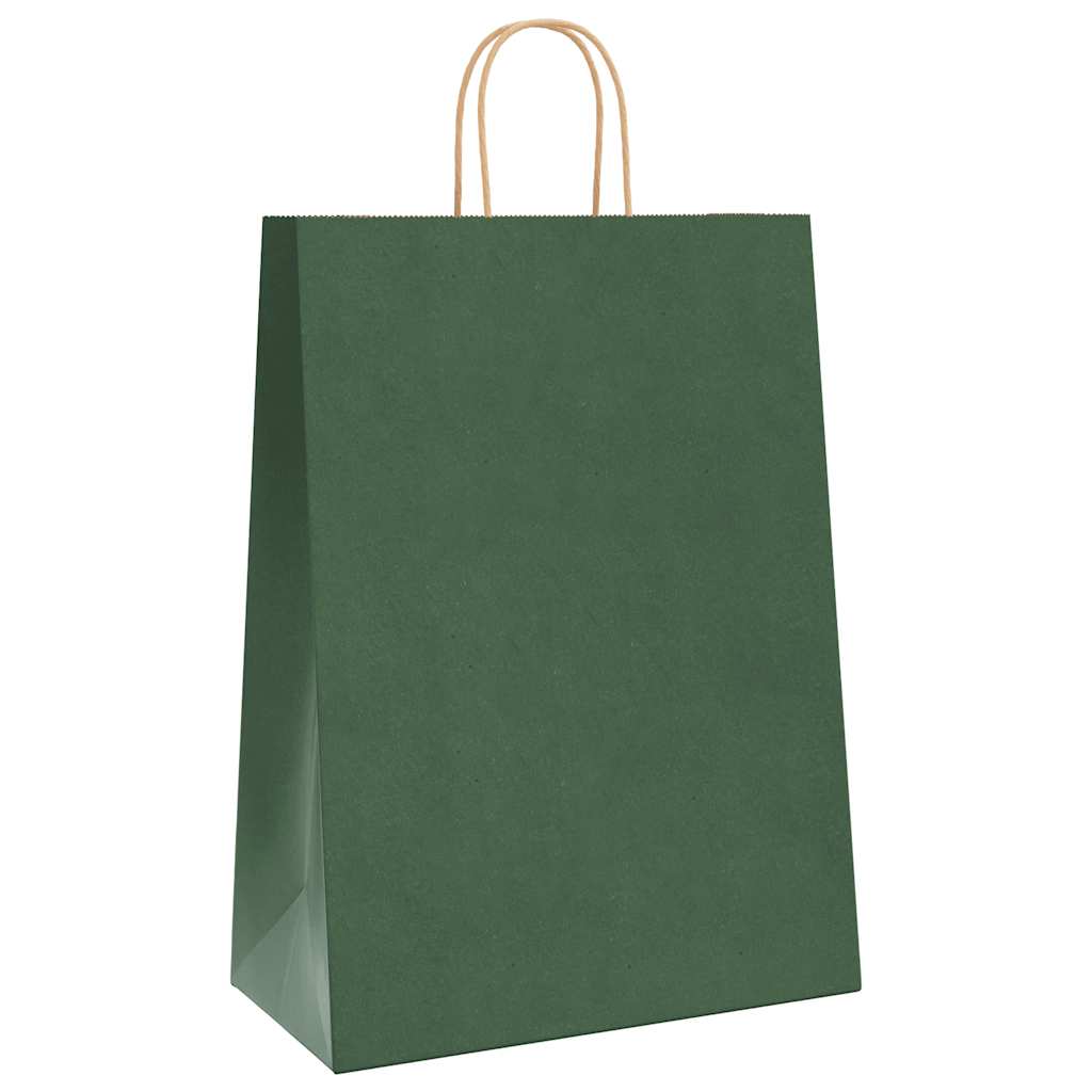 Papirnate vrećice 250 kom s ručkama zelene 32x17x44 cm