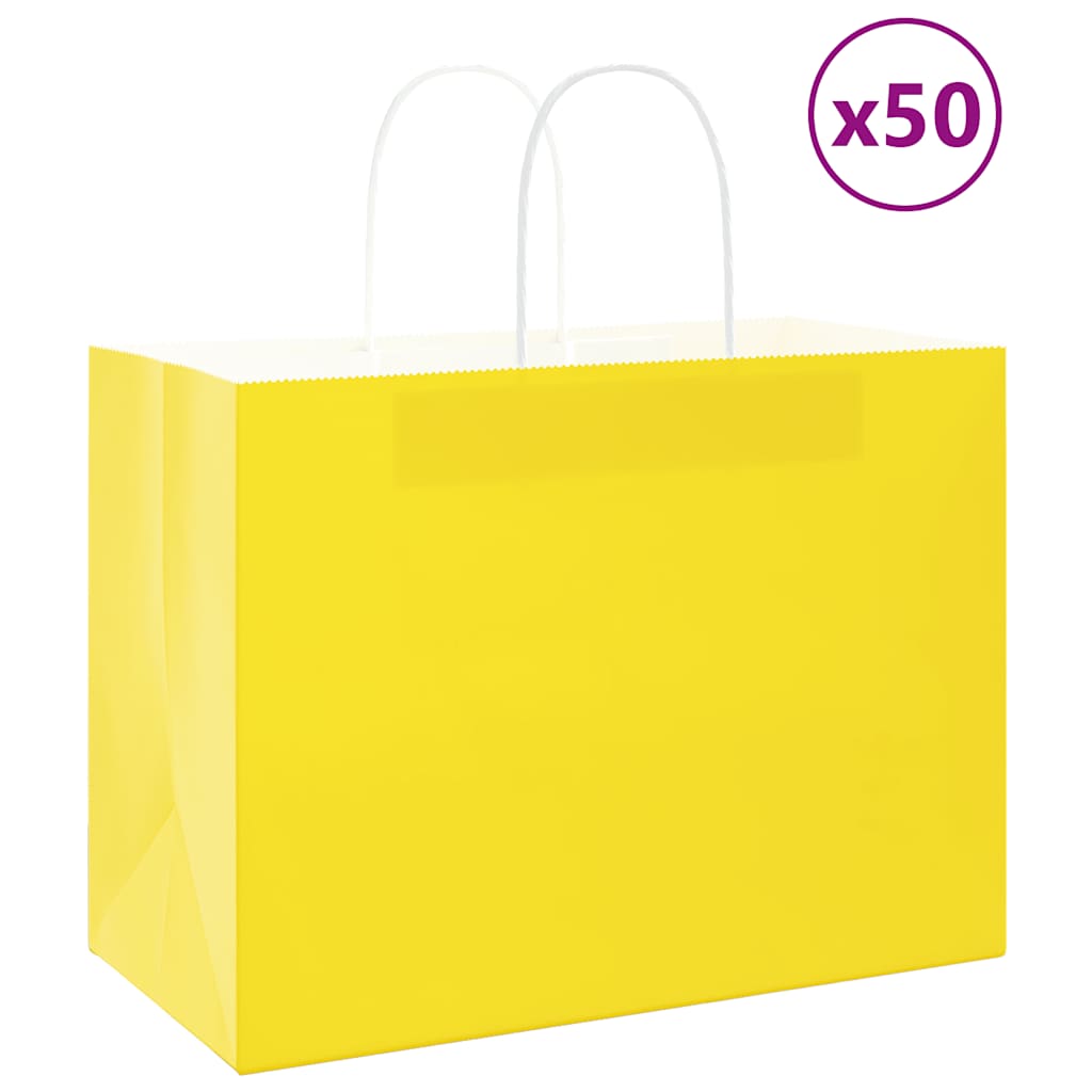 Papirnate vrećice 50 kom s ručkama žute 32x17x25 cm