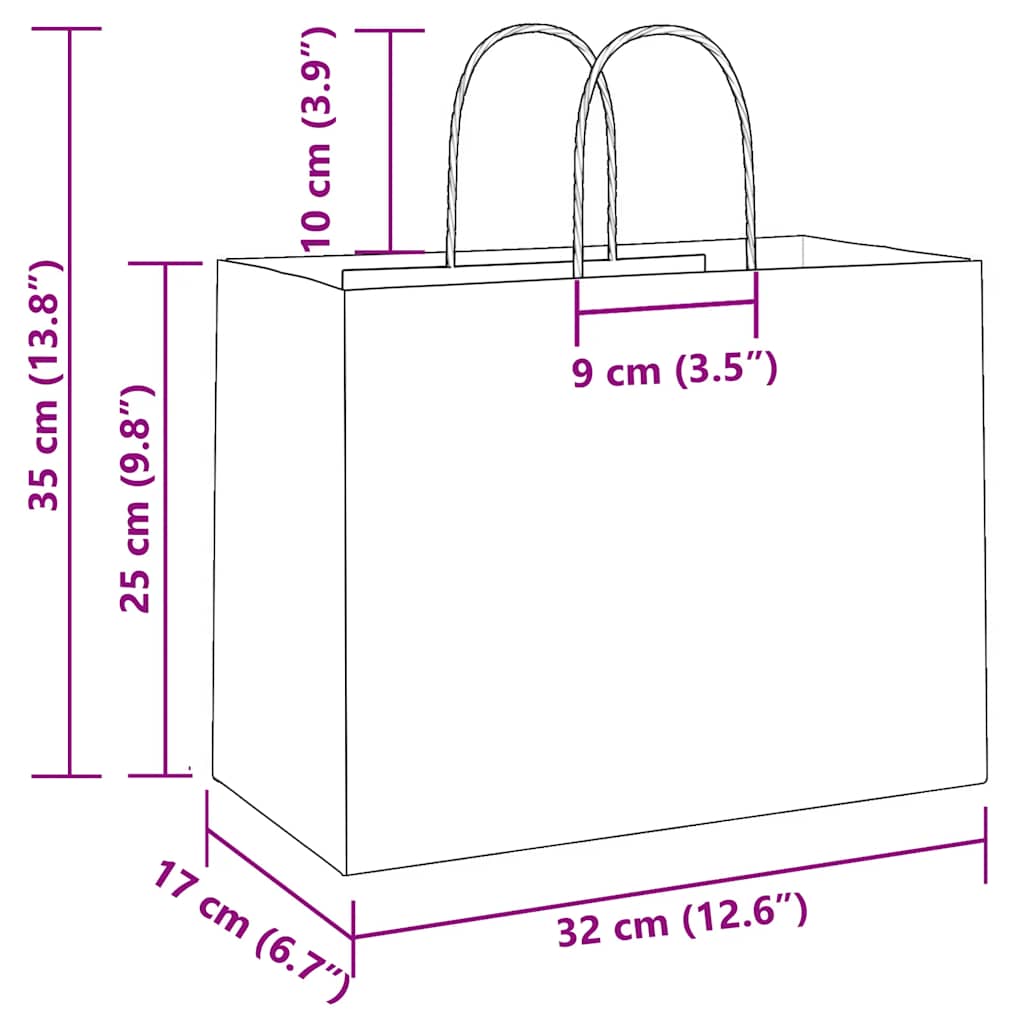 Papirnate vrećice 50 kom s ručkama žute 32x17x25 cm