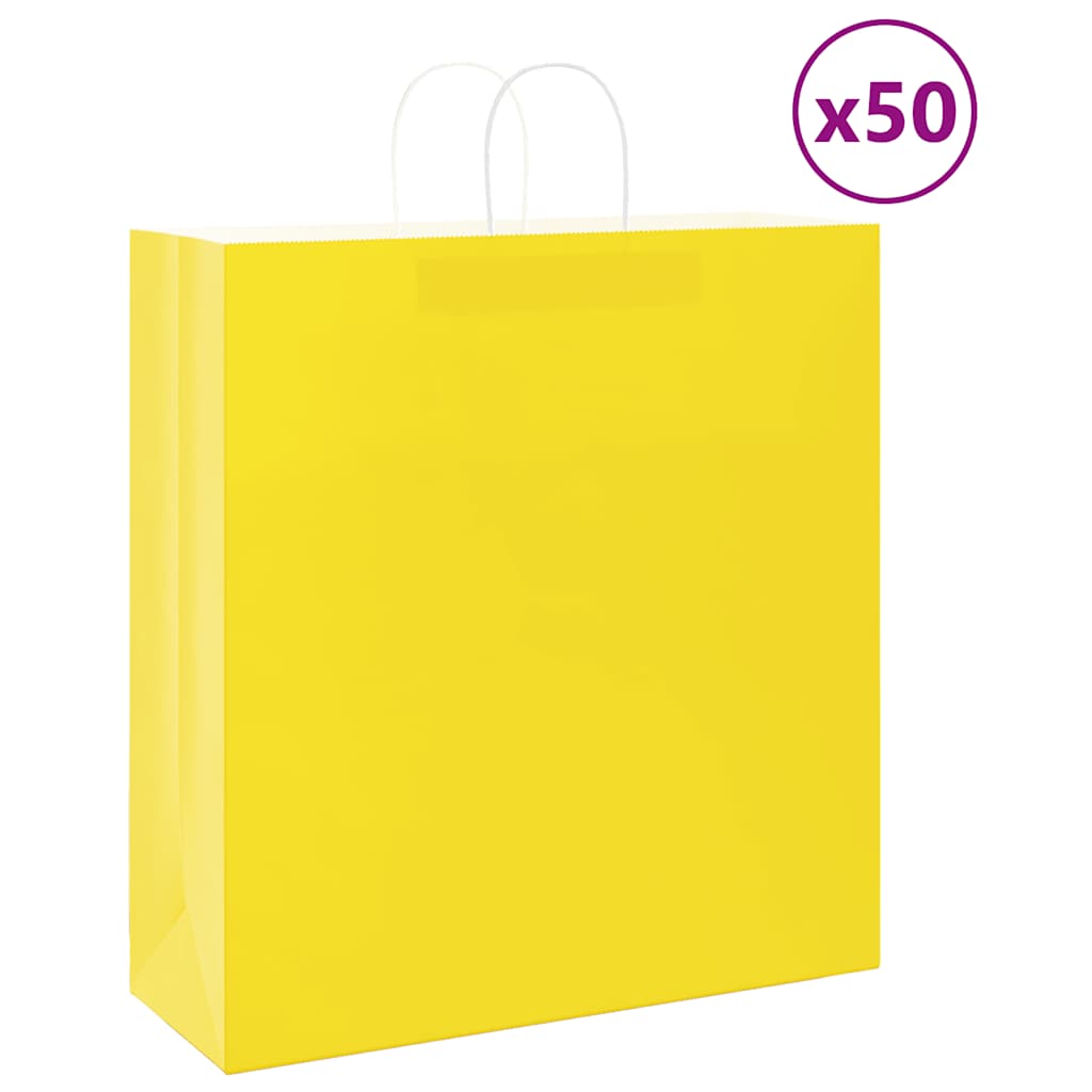 Papirnate vrećice 50 kom s ručkama žute 45x17x48 cm