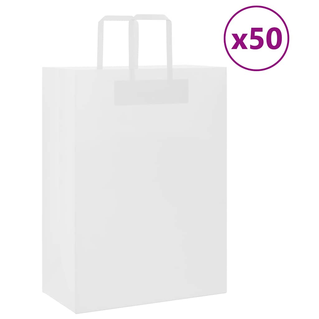 Papirnate vrećice 50 kom s ručkama bijele 32x17x44 cm