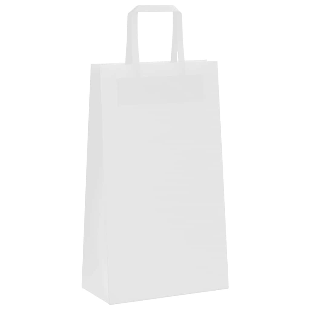 Papirnate vrećice 250 kom s ručkama bijele 21x11x36 cm