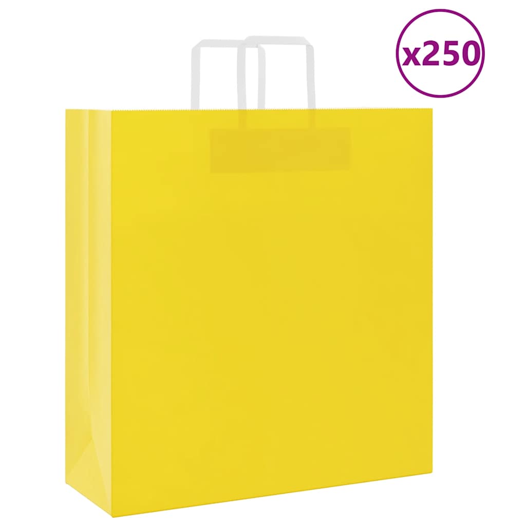 Papirnate vrećice 250 kom s ručkama žute 45x17x48 cm