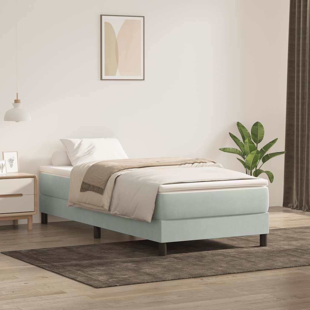 Box Spring krevet bez madraca svijetlo sivi 100x210 cm samt