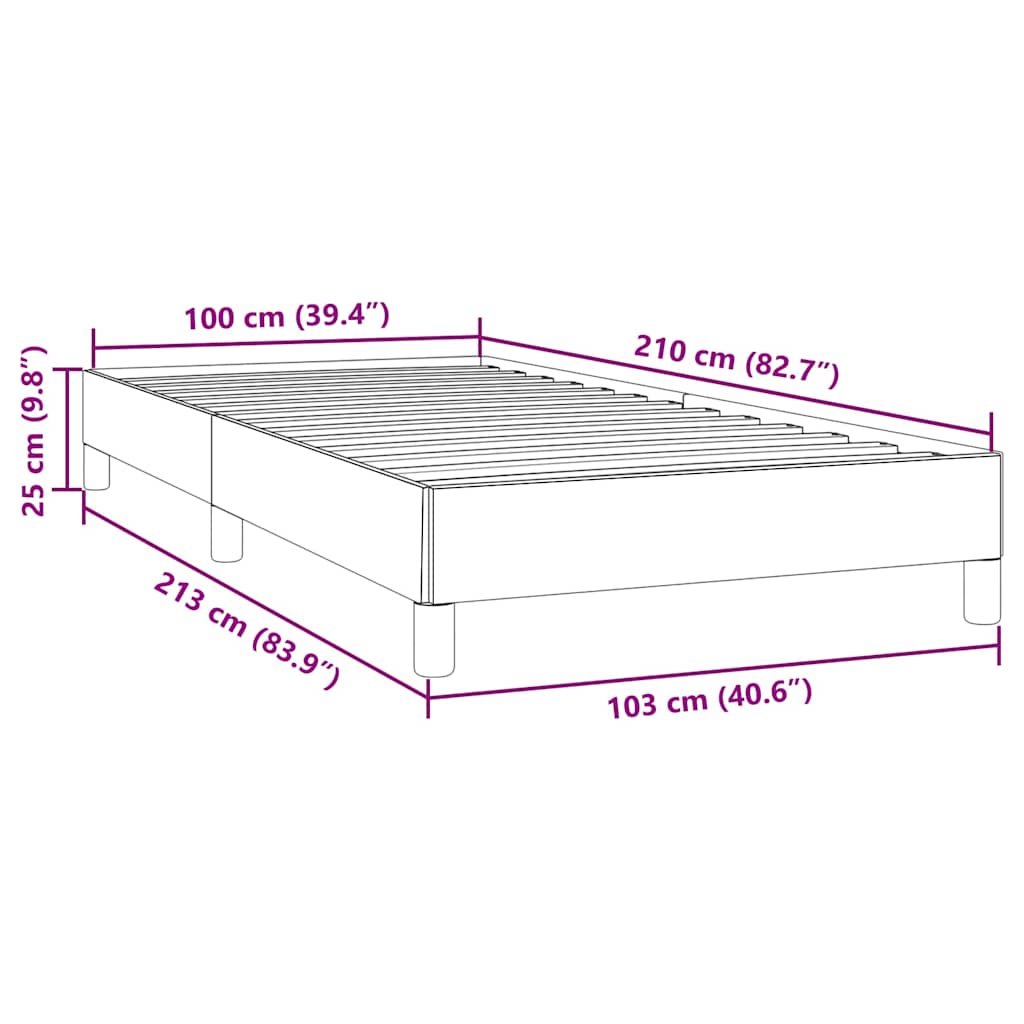 Box Spring krevet bez madraca crni 100x210 cm samt