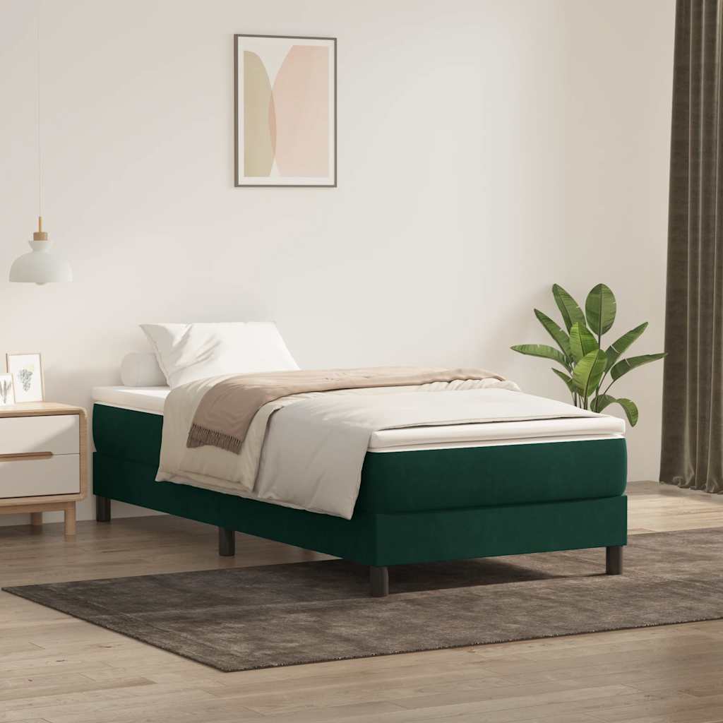 Box Spring krevet bez madraca tamnozeleni 100x210 cm samt