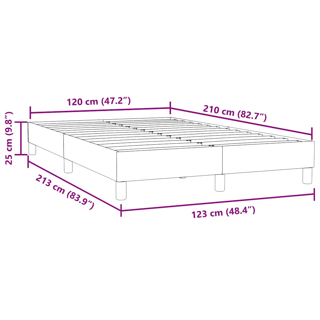 Box Spring krevet bez madraca svijetlo sivi 120x210 cm samt