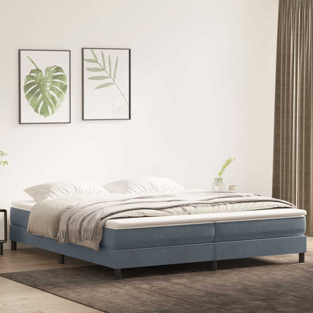 Box spring krevet bez madracem tamnosivi 200x210 cm baršunasti
