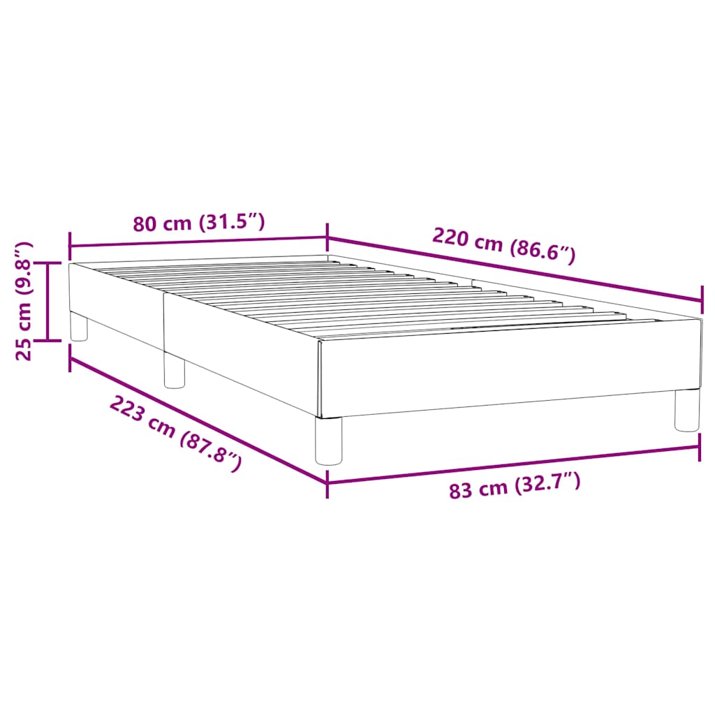 Box Spring krevet bez madracem tamnozeleni 80x220 cm baršun