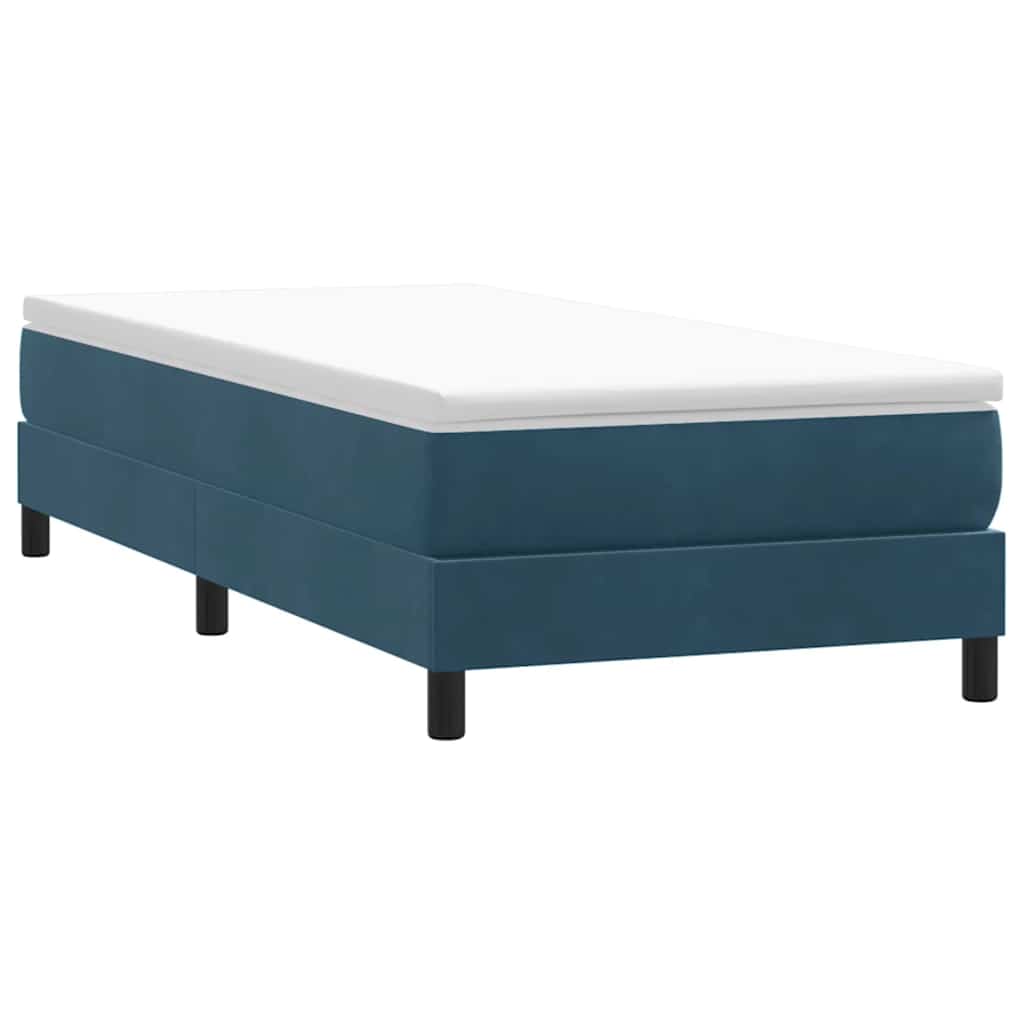 Box spring krevet bez madracem tamnoplavi 80x220 cm baršunasti