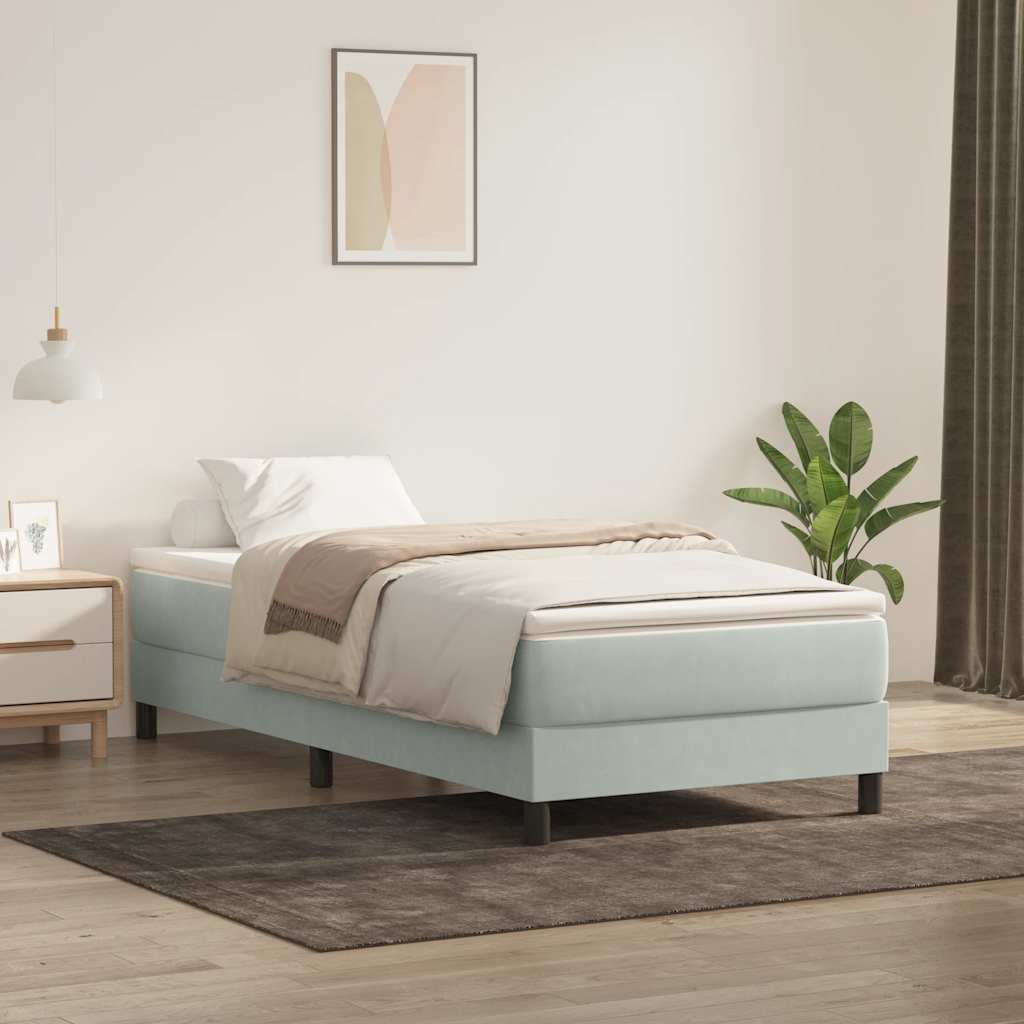 Box Spring krevet bez madracem svijetlo sivi 100x220 cm baršun