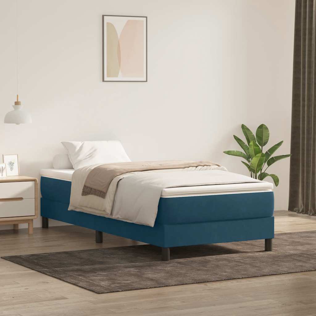 Box Spring krevet bez madracem tamnoplavi 100x220 cm baršun