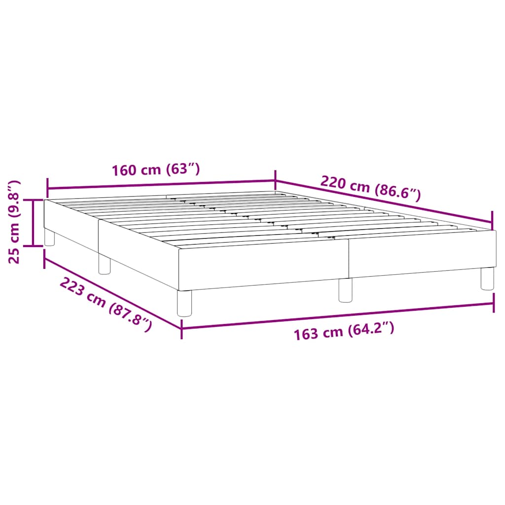Krevet s oprugama bez madracem svjetlosivi 160x220cm baršunasti