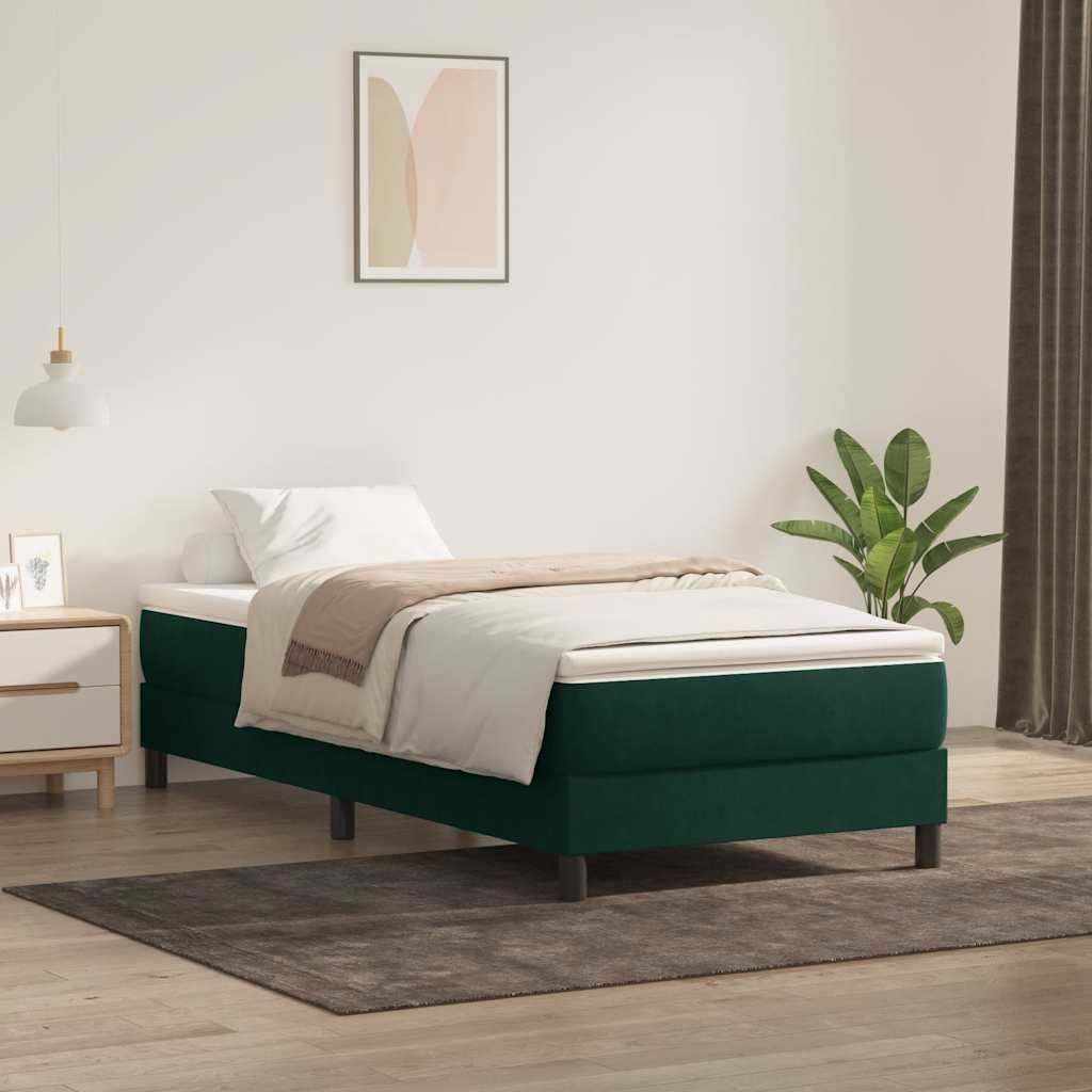 Box Spring krevet bez madracem tamnozeleni 200x220 cm baršun