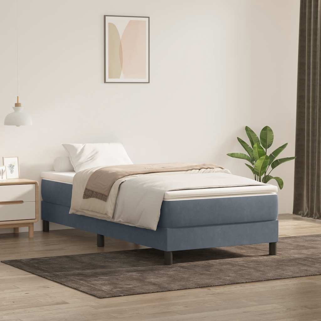 Box Spring krevet s madracem tamno sivi 80x210 cm baršun