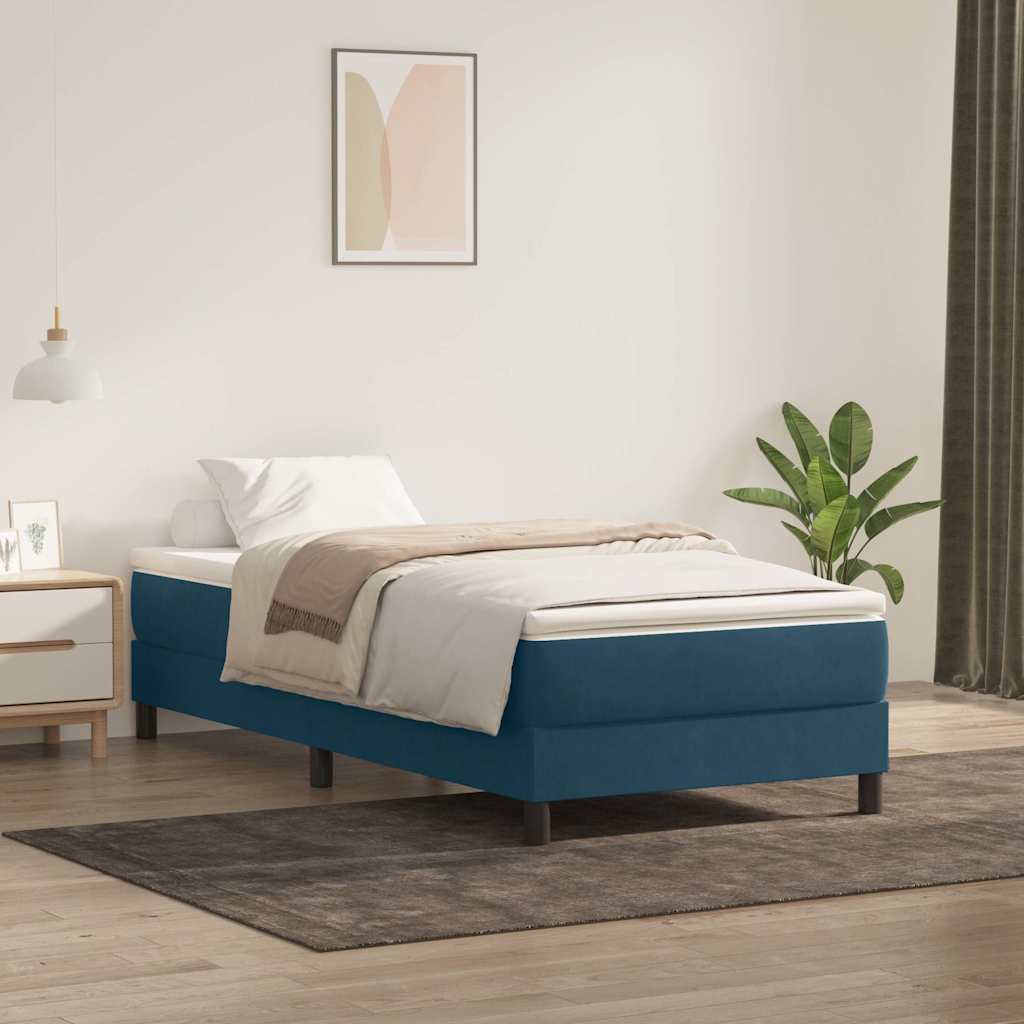 Box Spring krevet s madracem tamnoplavi 80x210 cm baršun