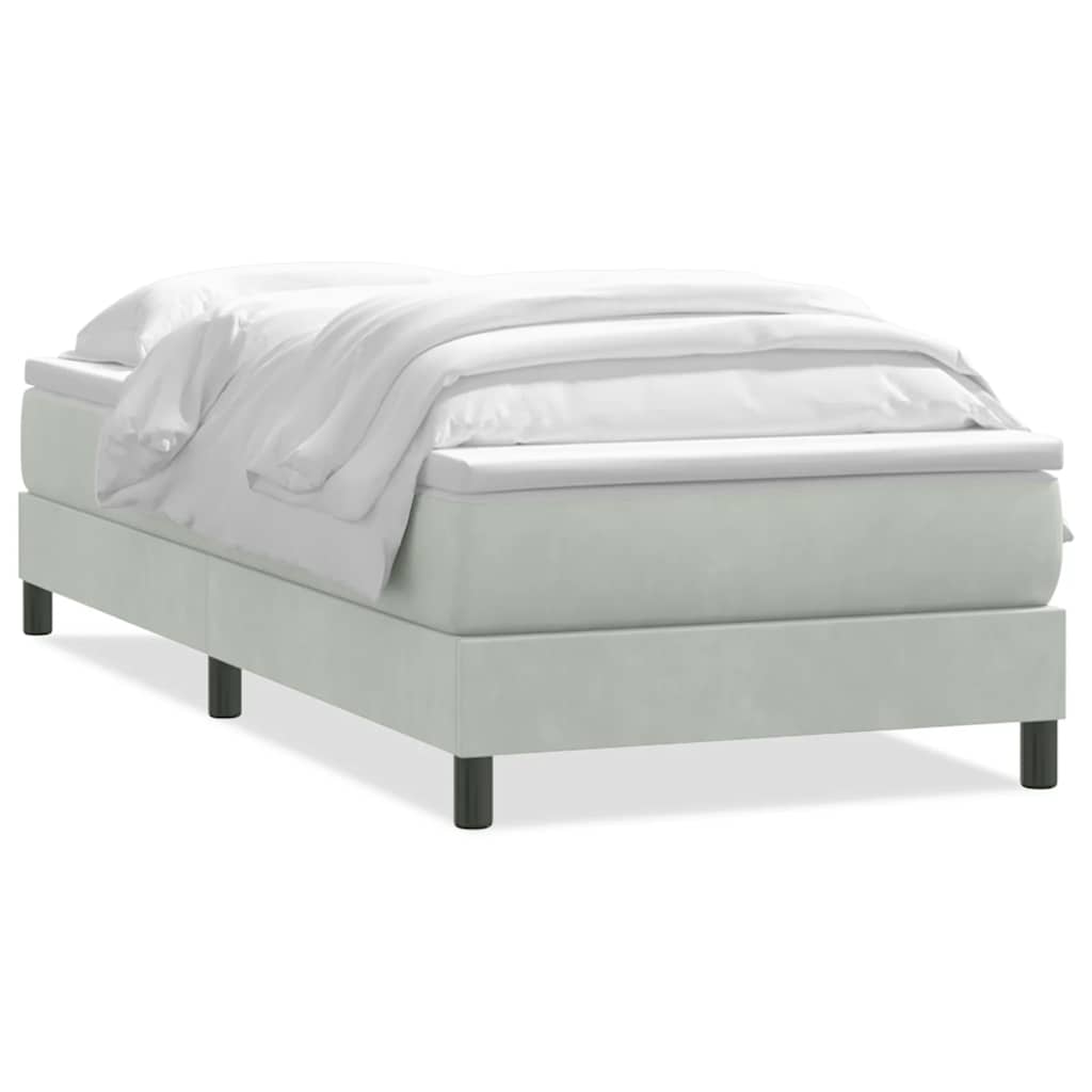 Box Spring krevet s madracem svijetlo sivi 90x210 cm baršun