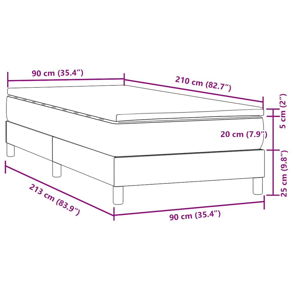 Box spring krevet s madracem crni 90x210 cm baršunasti