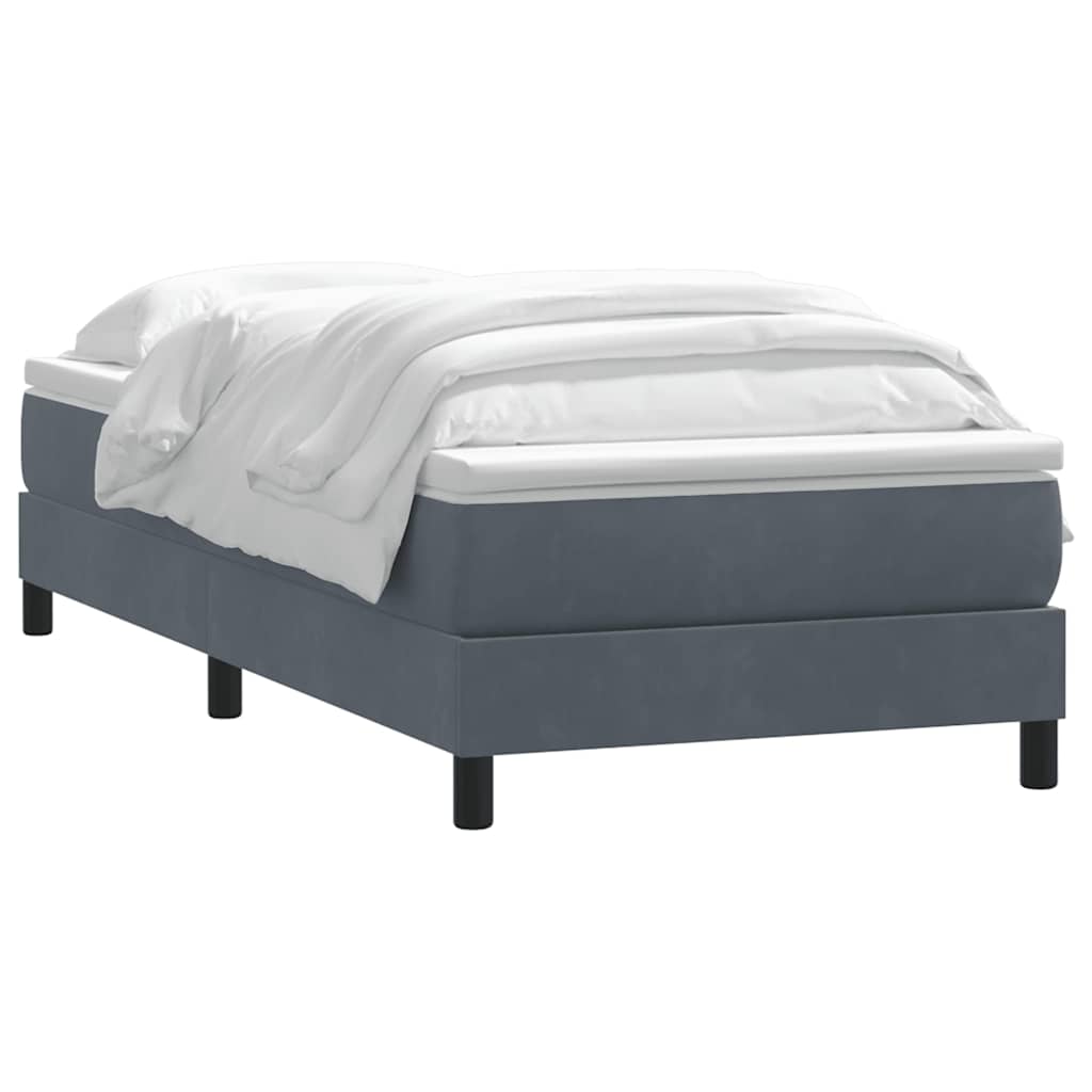 Box spring krevet s madracem tamnosivi 80 x 220 cm baršunasti
