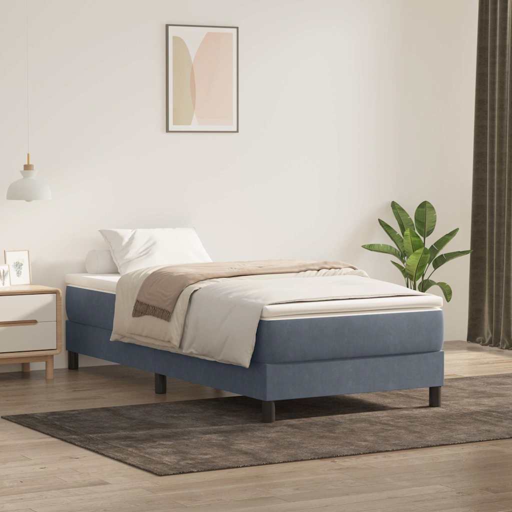 Box spring krevet s madracem tamnosivi 80 x 220 cm baršunasti