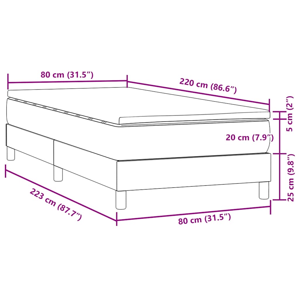 Box spring krevet s madracem ružičasti 80 x 220 cm baršunasti
