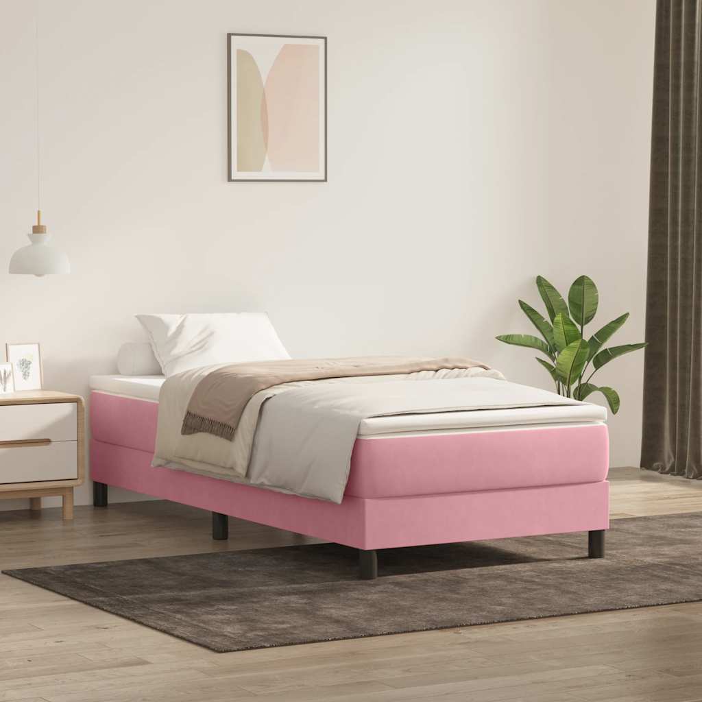 Box spring krevet s madracem ružičasti 80 x 220 cm baršunasti