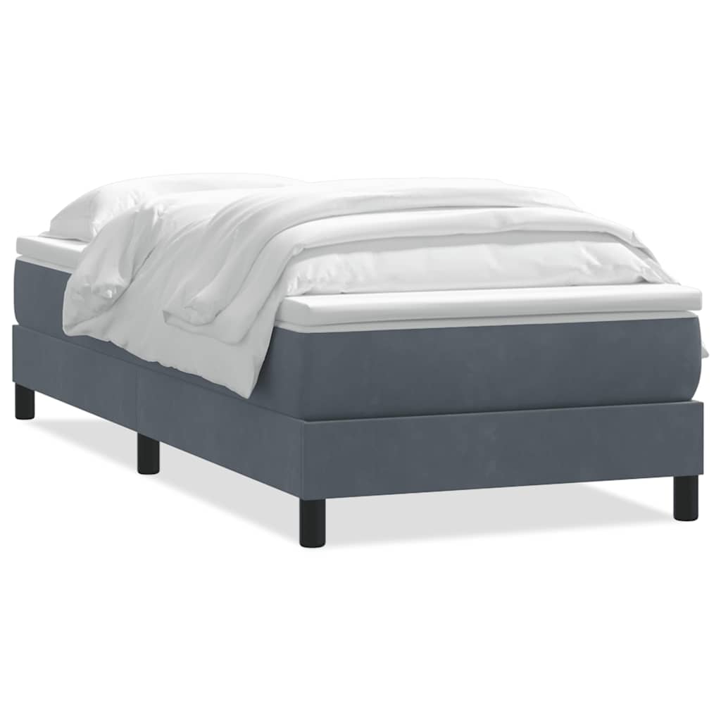 Box spring krevet s madracem tamnosivi 90x220 cm baršunasti