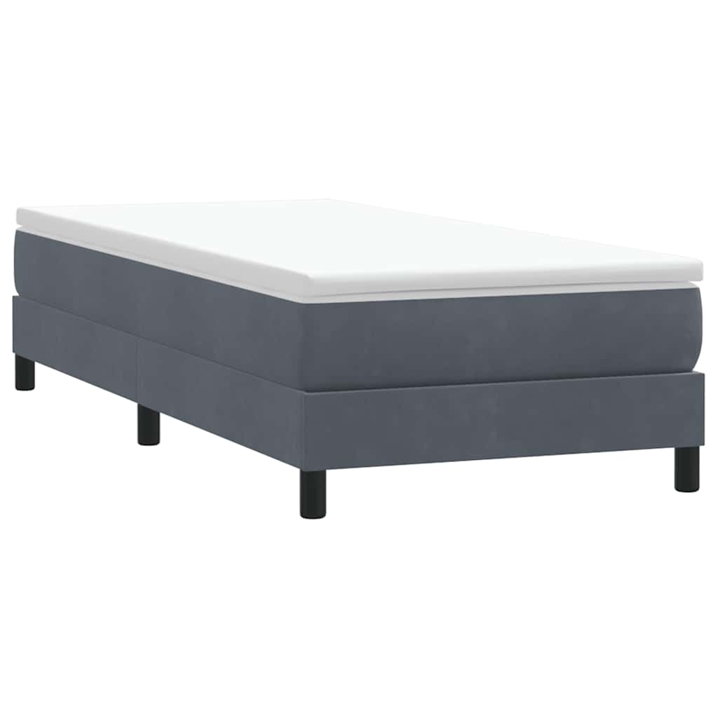 Box spring krevet s madracem tamnosivi 90x220 cm baršunasti