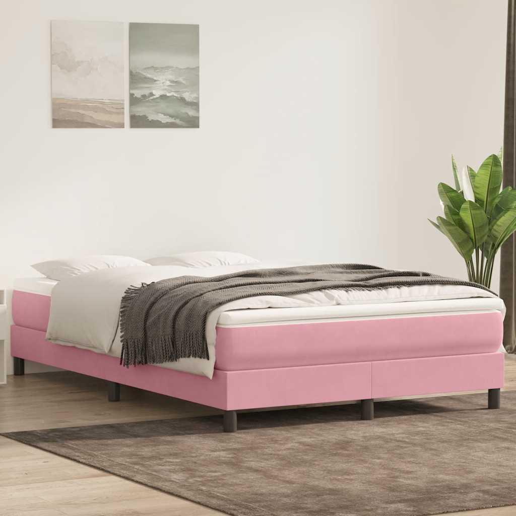 Box Spring krevet s madracem ružičasti 140x220 cm baršun