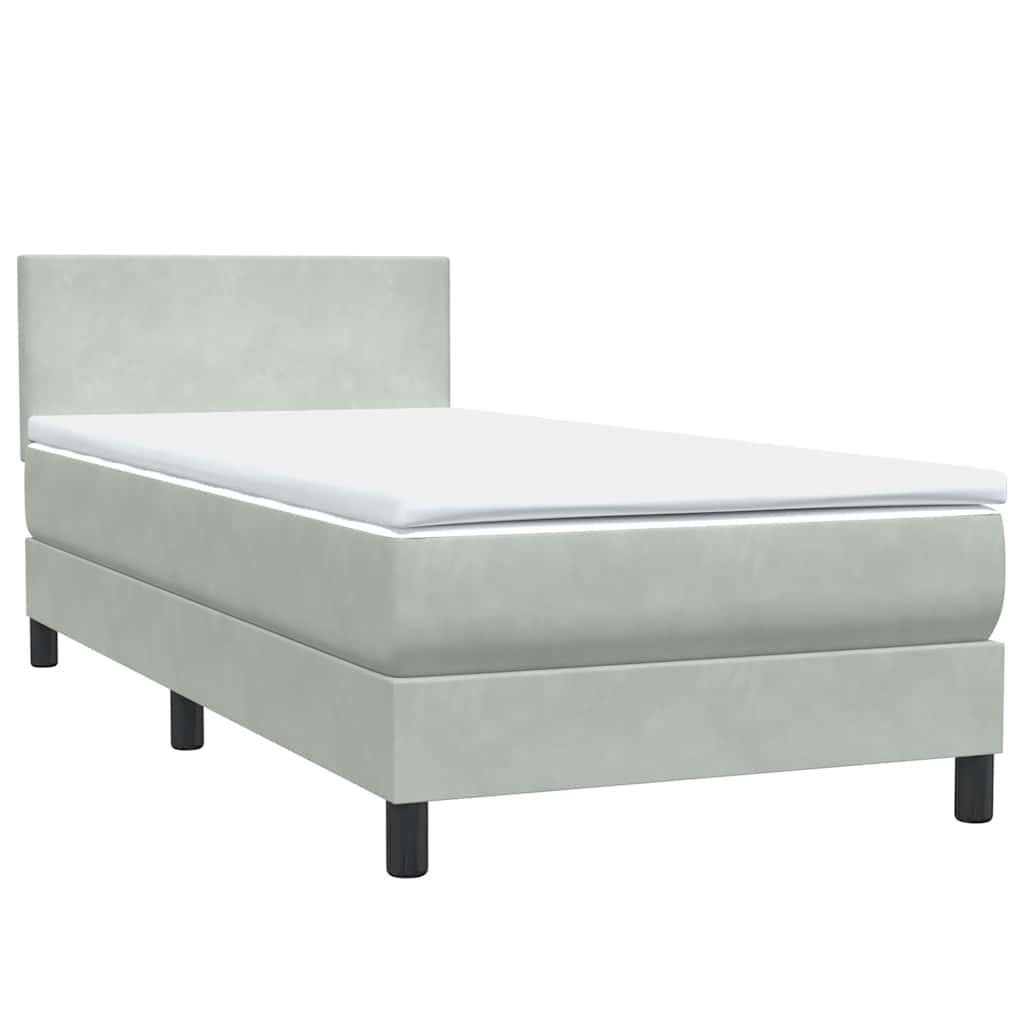 Box Spring krevet s madracem svijetlo sivi 80x210 cm baršun