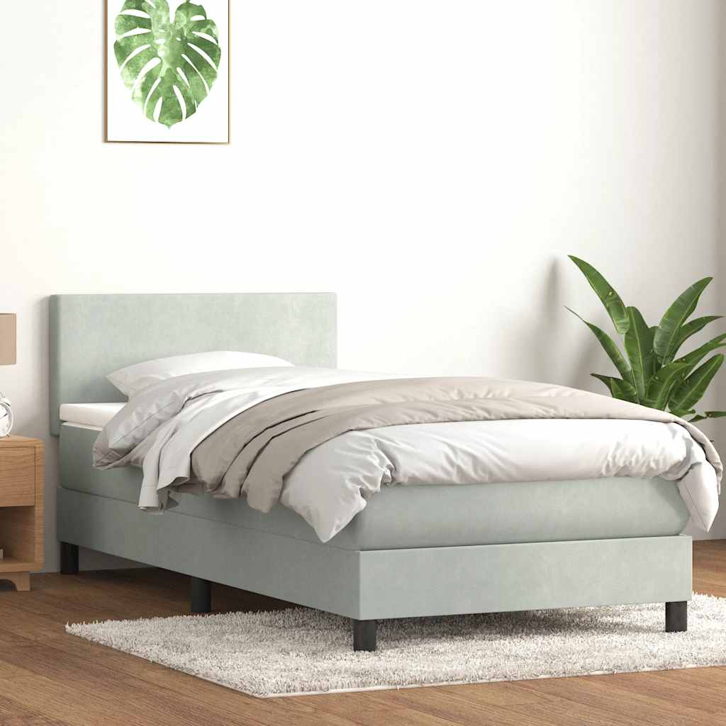 Box Spring krevet s madracem svijetlo sivi 80x210 cm baršun